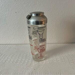 Vintage Silver and Red Cocktail Shaker